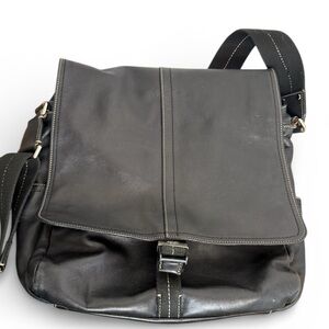 COACH VTG Lenox Black Leather Crossbody Messenger Bag Style F70105 Unisex
